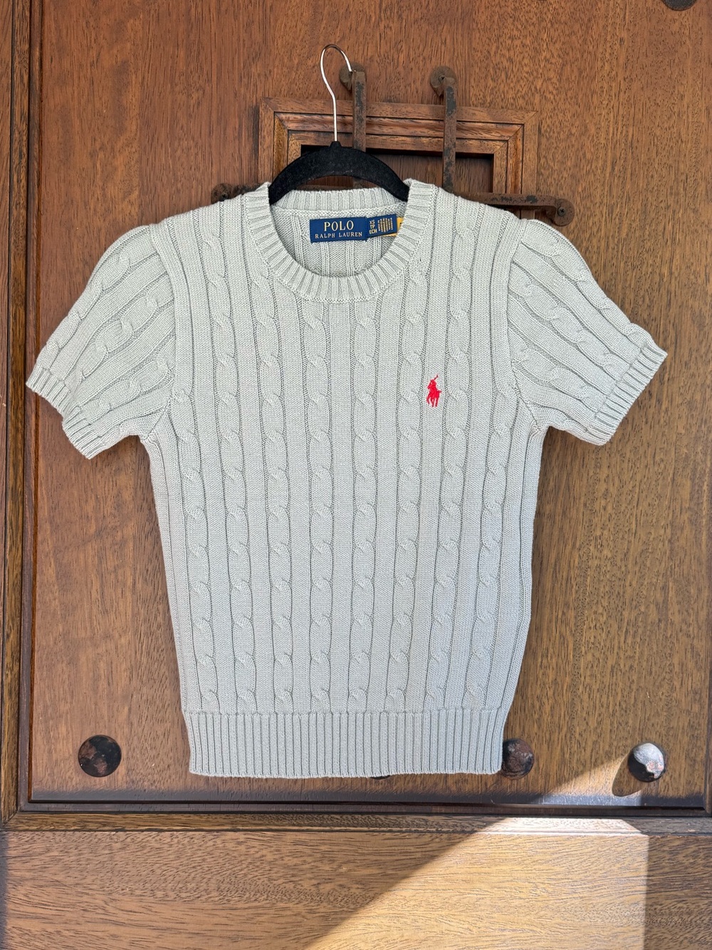 Polo Ralph Lauren Grayish Green Short-Sleeve Cable Knit Sweater Size XS